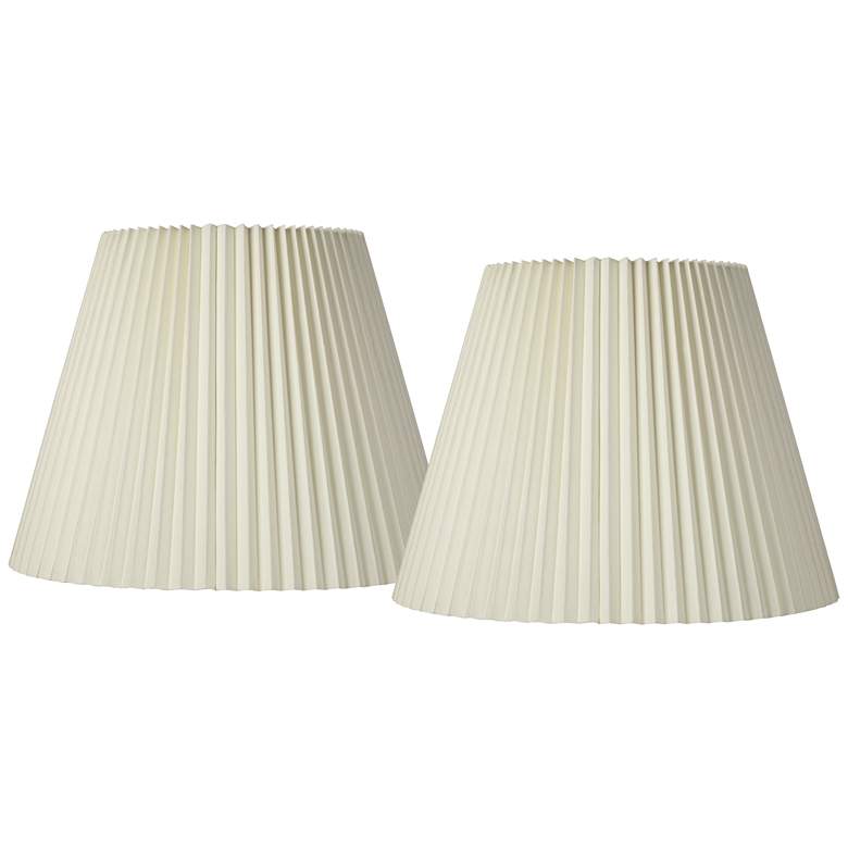 Image 1 Springcrest Ivory Set of 2 Pleat Empire Lamp Shades 11x19x14.5 (Spider)