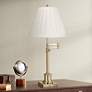 7_Springcrest Jody Off-White Linen Box Pleat Lamp Shade 7x14x11 (Spider) more views