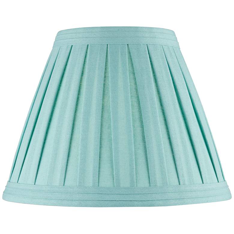 Image 1 Springcrest Jody Turquoise Linen Box Pleat Empire Shade 7x14x11 (Spider)