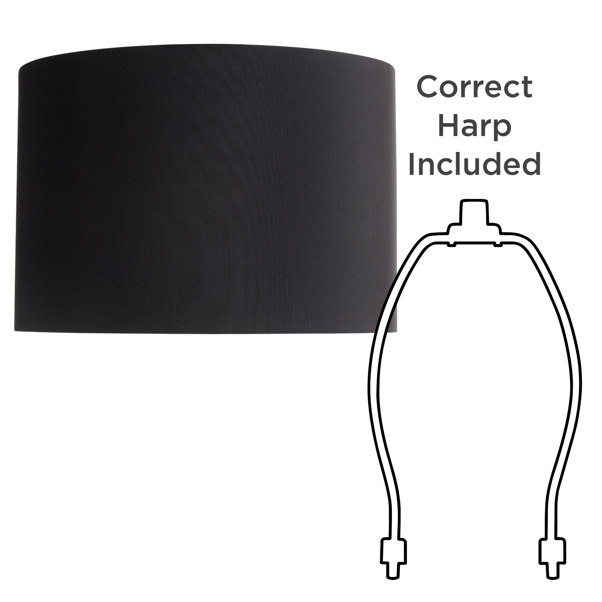 Springcrest Jonna Black Fabric Hardback Drum Lamp Shade 16x16x11 (Spider)