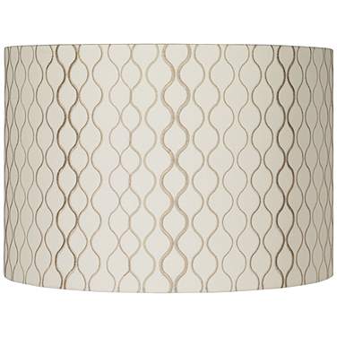 Springcrest Jonna Off-White Tan Embroidered Drum Shade 16x16x11 (Spider)