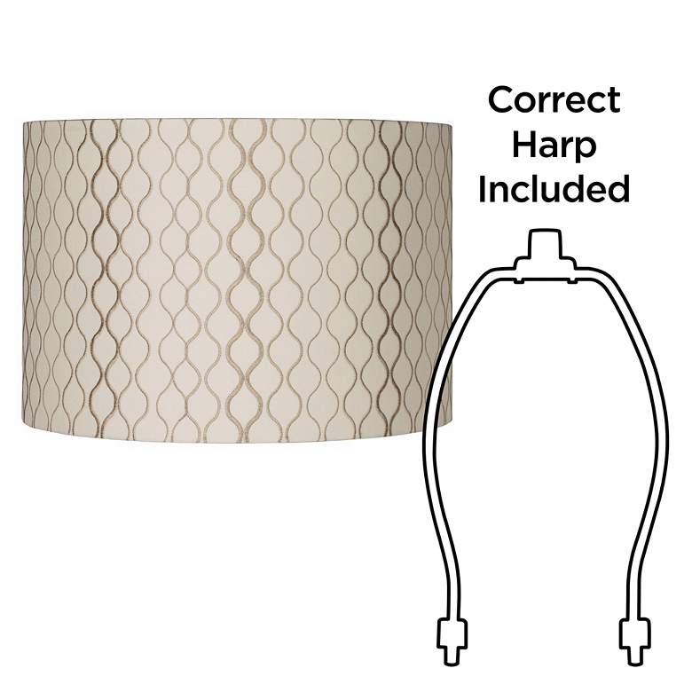 Image 6 Springcrest Jonna Off-White Tan Embroidered Drum Shade 16x16x11 (Spider) more views