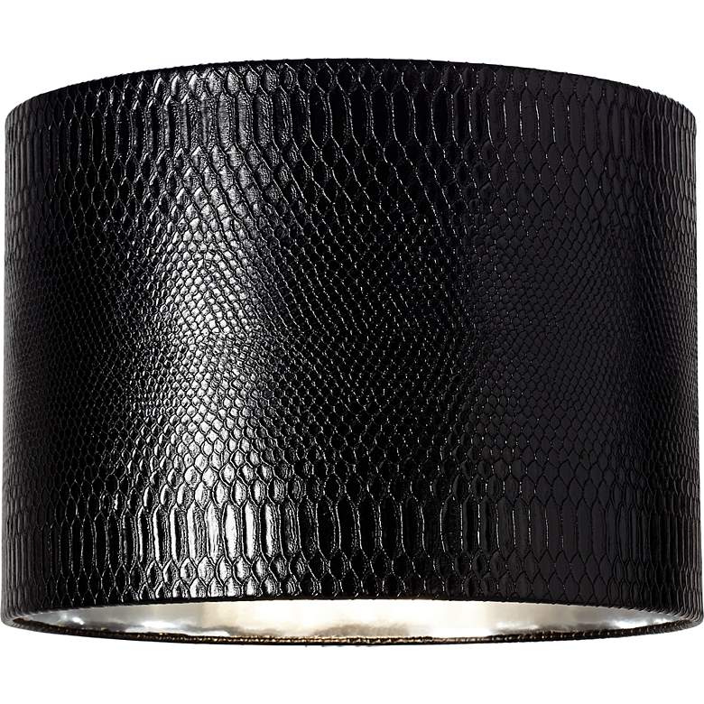 Image 2 Springcrest Julie Black Reptile Print Drum Shade 15x15x11 (Spider) more views