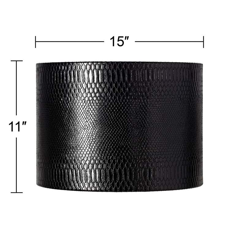 Image 5 Springcrest Julie Black Reptile Print Drum Shade 15x15x11 (Spider) more views