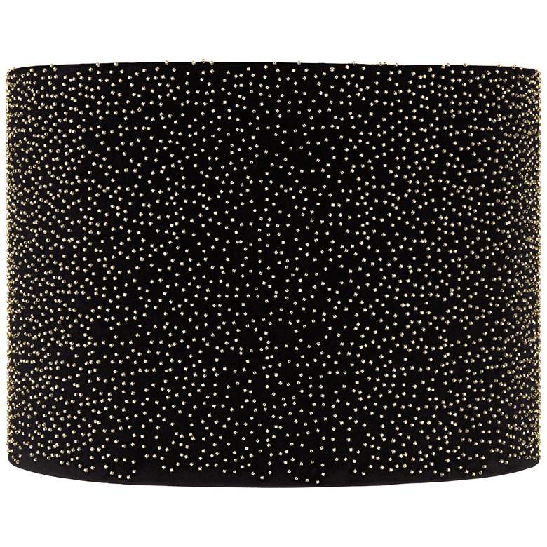 Image 1 Springcrest Julie Black Velvet with Gold Beading Drum 15x15x11 (Spider)
