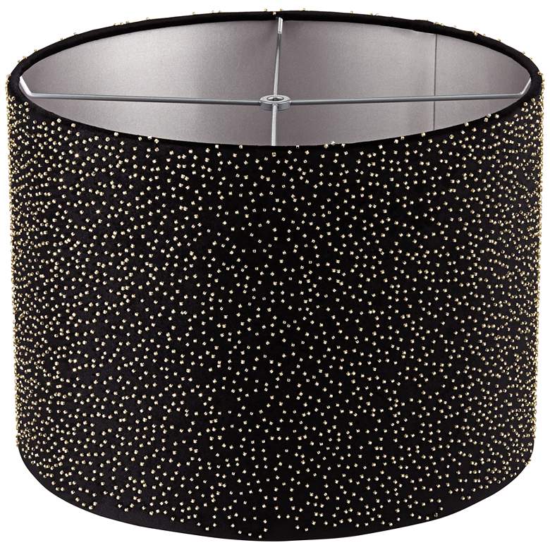 Image 4 Springcrest Julie Black Velvet with Gold Beading Drum 15x15x11 (Spider) more views