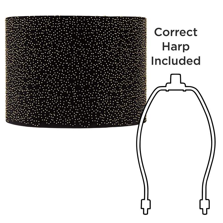 Image 6 Springcrest Julie Black Velvet with Gold Beading Drum 15x15x11 (Spider) more views