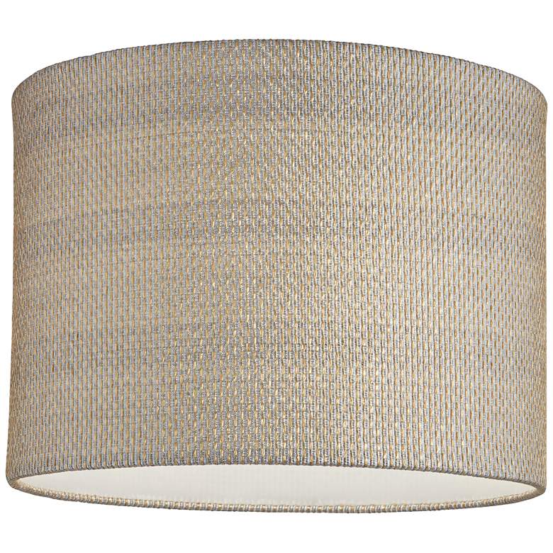 Image 3 Springcrest Julie Gray and Gold Plastic Weave Drum Shade 15x15x11 (Spider) more views