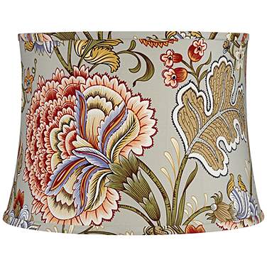 Springcrest Katie Sage Green Flower Print Drum Shade 14x16x11.5 (Spider)