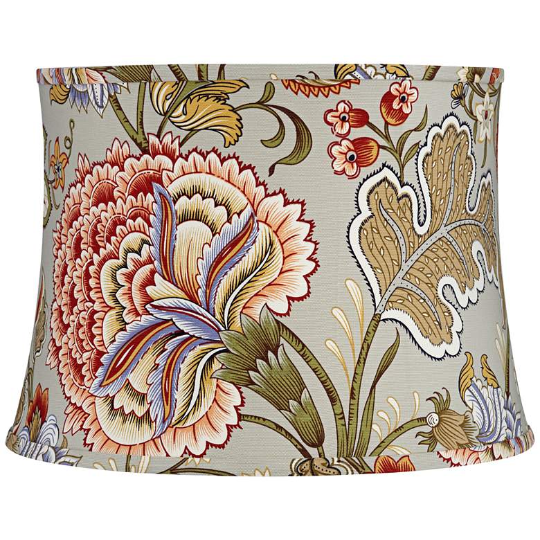 Image 1 Springcrest Katie Sage Green Flower Print Drum Shade 14x16x11.5 (Spider)