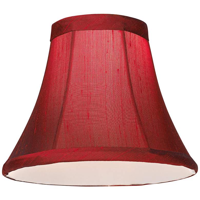 Image 3 Springcrest Keely Red Dupioni Mini Bell Lamp Shade 3x6x5 (Clip-On) more views