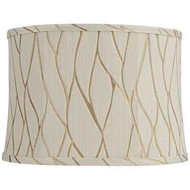 Springcrest Kinmen Cream Leaf Pattern Drum Shade 15 1/4 x 16 x 11 (Spider)