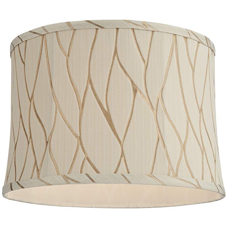 Image 3 Springcrest Kinmen Cream Leaf Pattern Drum Shade 15 1/4 x 16 x 11 (Spider) more views