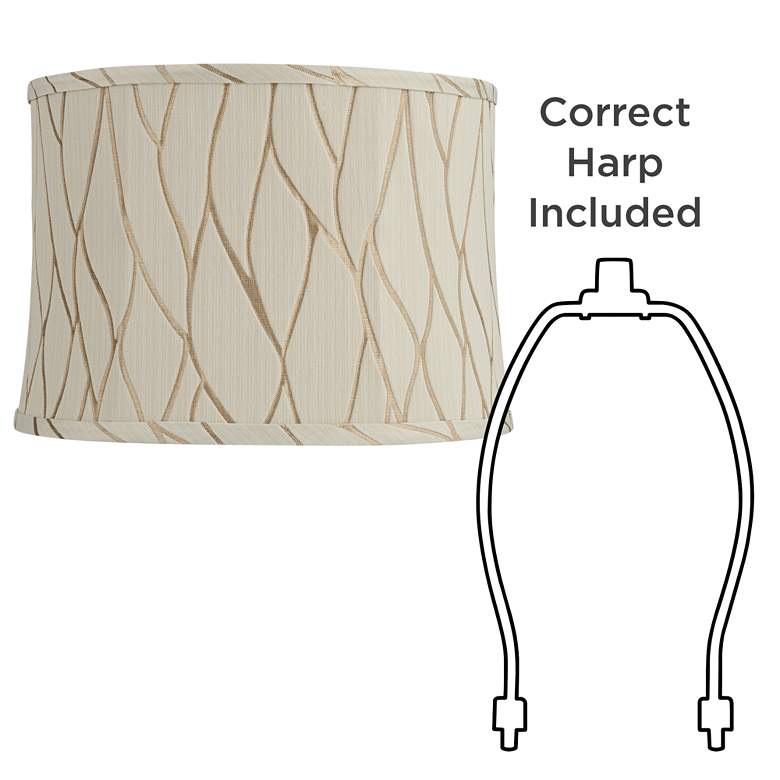 Image 6 Springcrest Kinmen Cream Leaf Pattern Drum Shade 15 1/4 x 16 x 11 (Spider) more views
