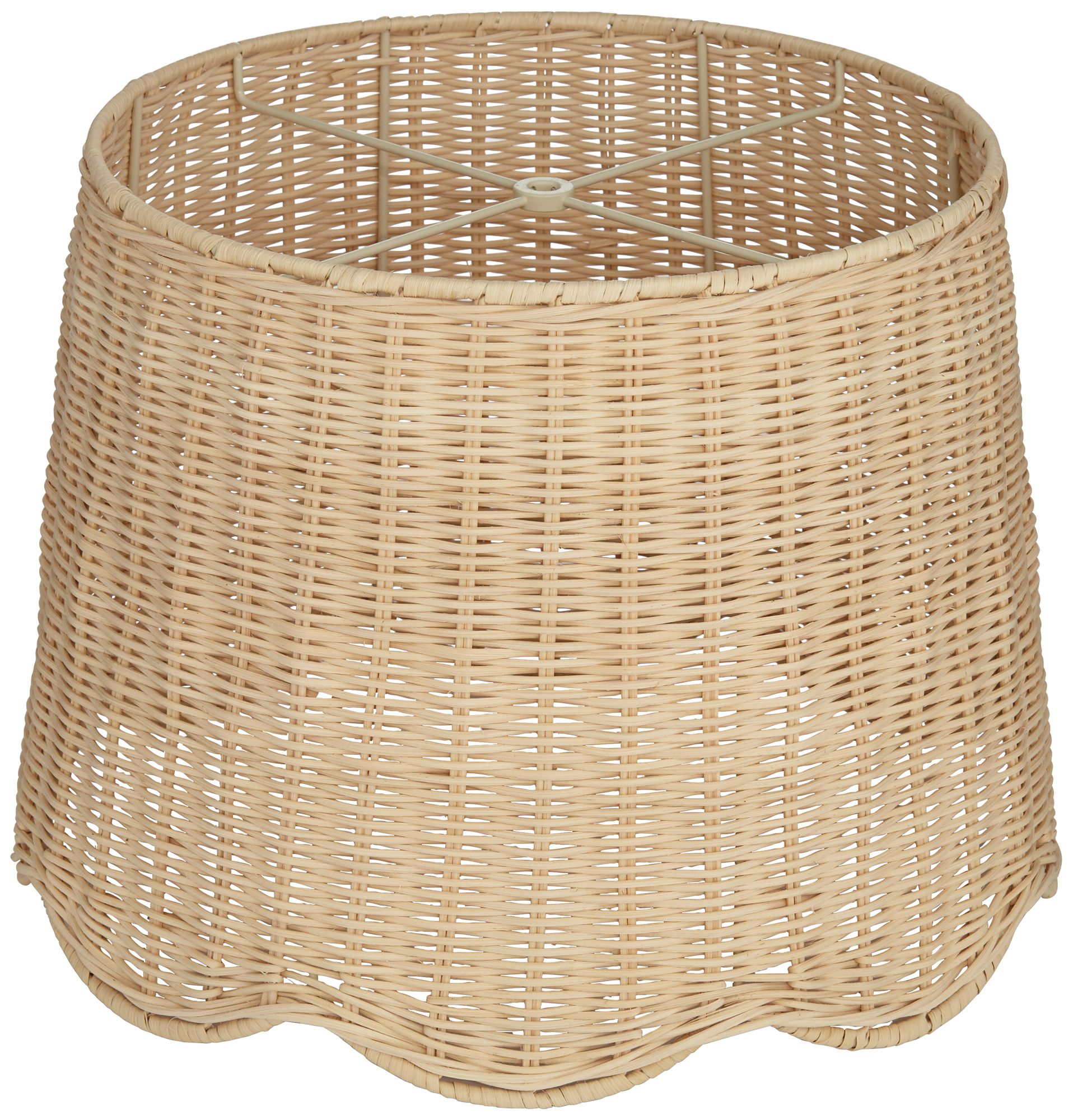 Image 4 Springcrest Lessie Unbleached Rattan Drum Lamp Shade 13x15.5x11.75 (Spider) more views