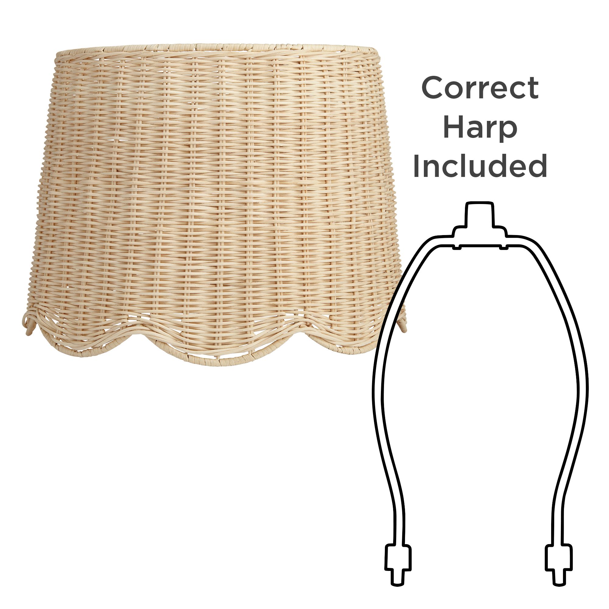 Image 6 Springcrest Lessie Unbleached Rattan Drum Lamp Shade 13x15.5x11.75 (Spider) more views