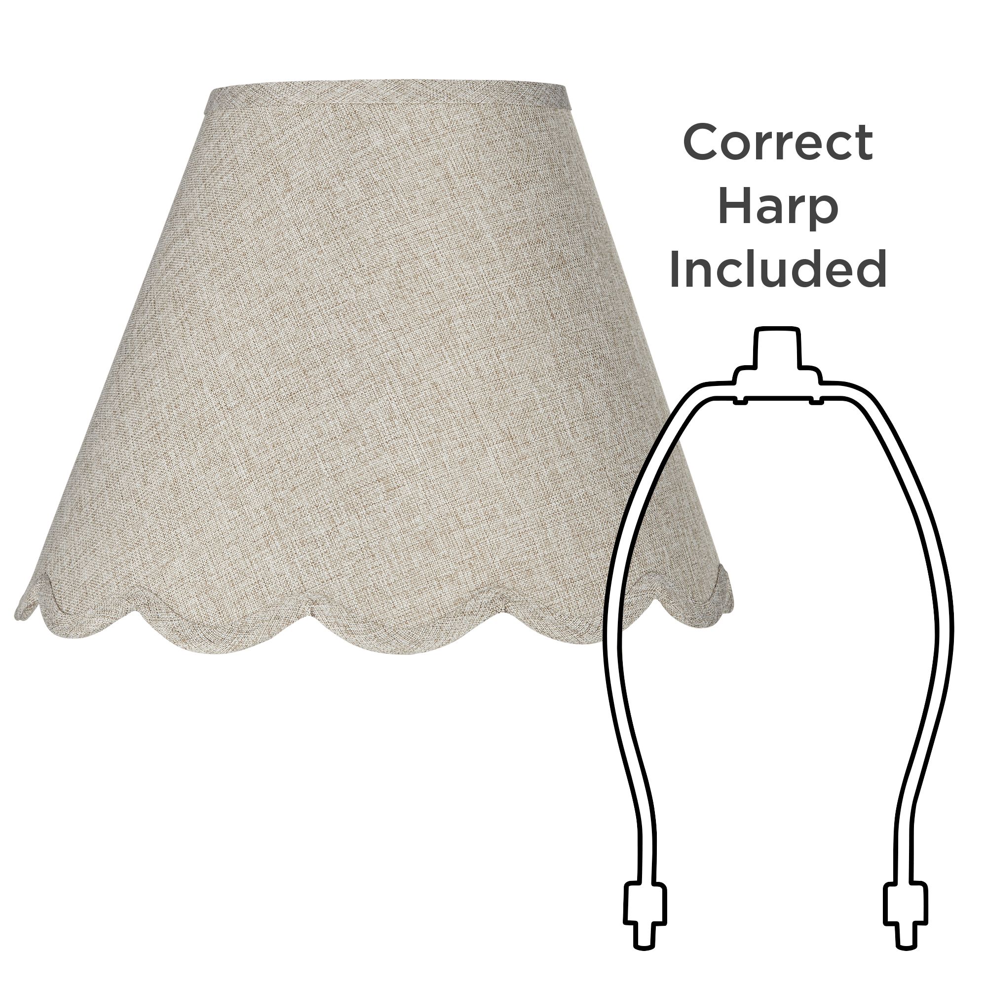 Image 6 Springcrest Lina Soft Beige Scallop Empire Lamp Shade 6x12x9.5 (Spider) more views