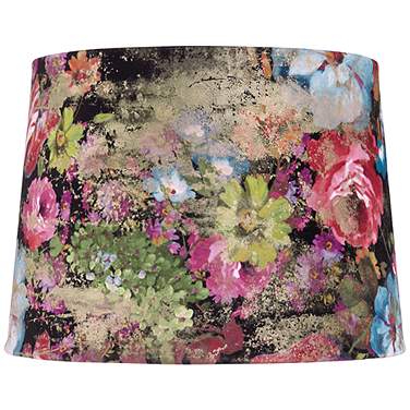 Springcrest Lindy Black Floral Velvet Drum Lamp Shade 13x15x11 (Spider)