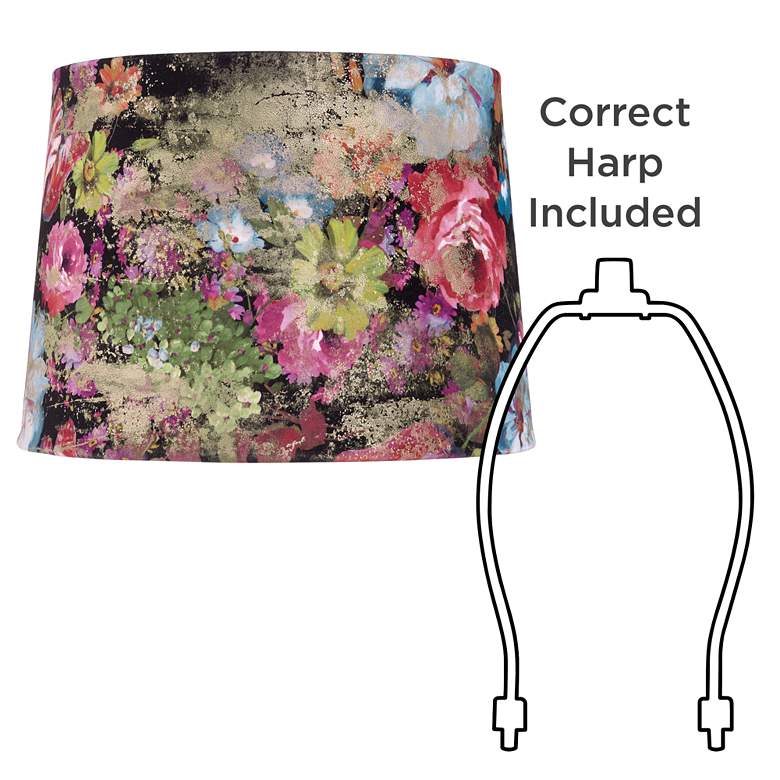 Image 6 Springcrest Lindy Black Floral Velvet Drum Lamp Shade 13x15x11 (Spider) more views