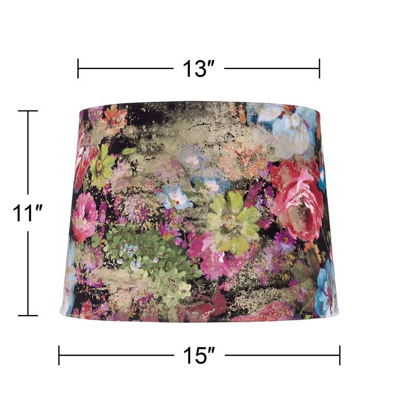 Image 7 Springcrest Lindy Black Floral Velvet Drum Lamp Shade 13x15x11 (Spider) more views