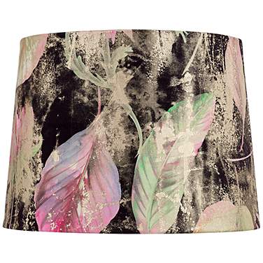 Springcrest Lindy Black Leaf Melange Velvet Drum Shade 13x15x11 (Spider)