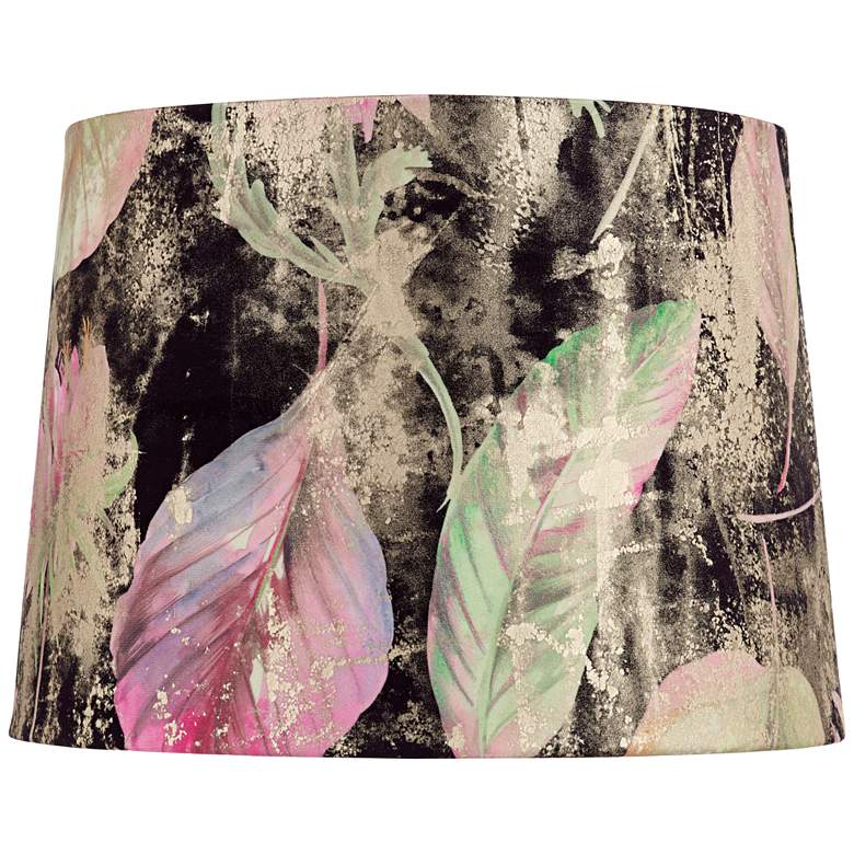 Image 1 Springcrest Lindy Black Leaf Melange Velvet Drum Shade 13x15x11 (Spider)
