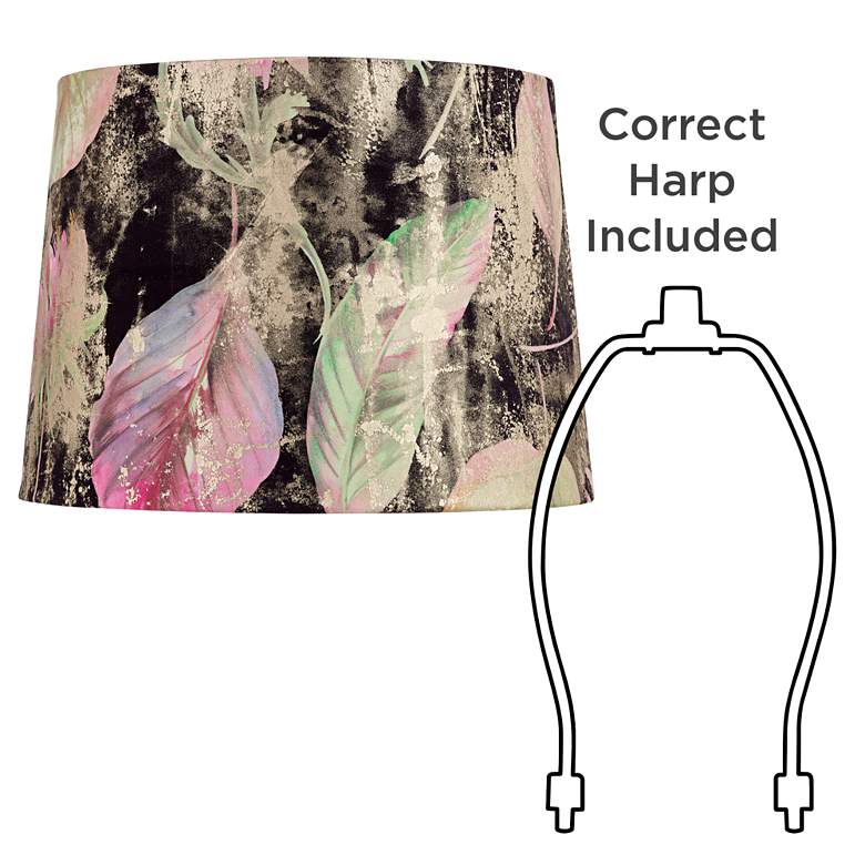 Image 6 Springcrest Lindy Black Leaf Melange Velvet Drum Shade 13x15x11 (Spider) more views