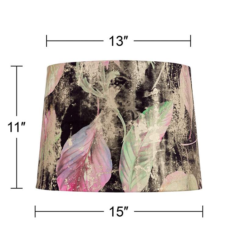 Image 7 Springcrest Lindy Black Leaf Melange Velvet Drum Shade 13x15x11 (Spider) more views