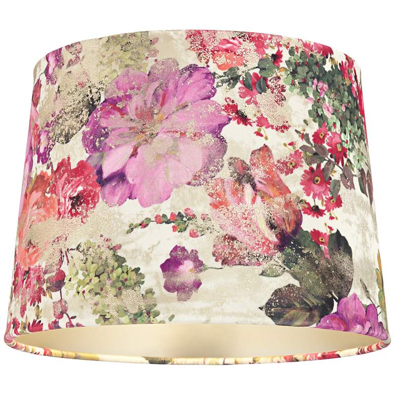 Image 3 Springcrest Lindy Cream Floral Velvet Drum Lamp Shade 13x15x11 (Spider) more views