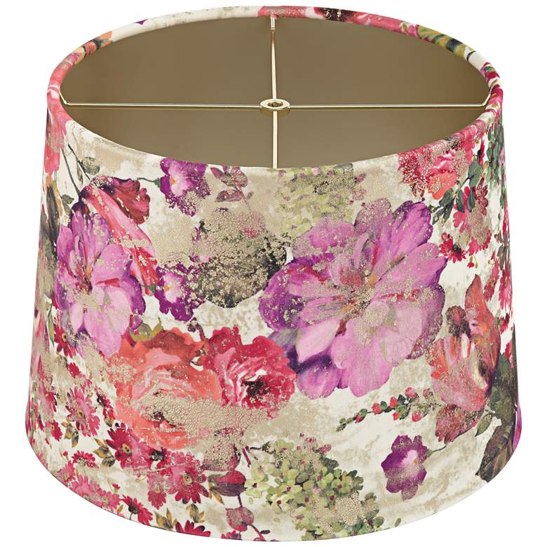 Image 4 Springcrest Lindy Cream Floral Velvet Drum Lamp Shade 13x15x11 (Spider) more views