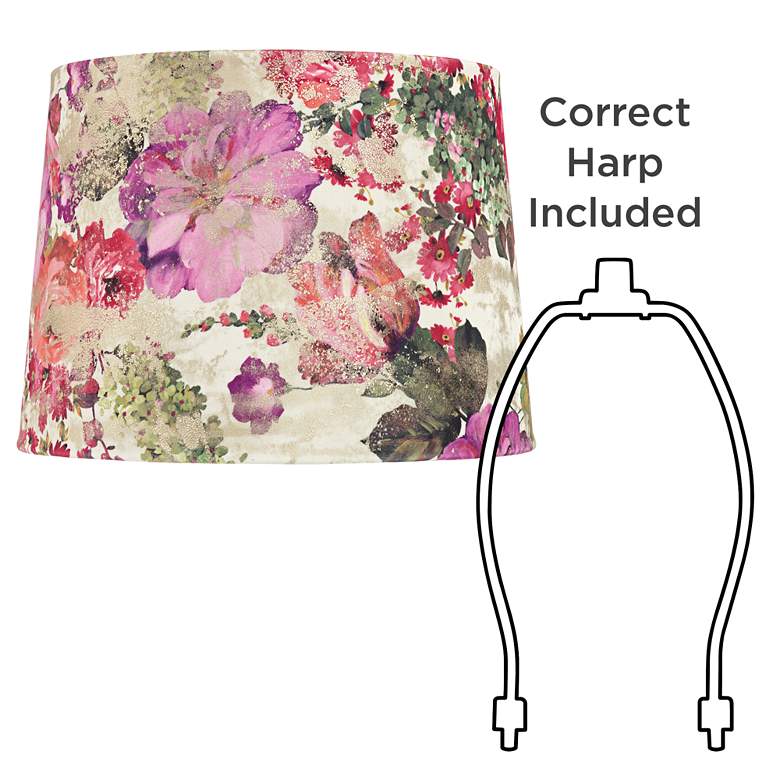 Image 6 Springcrest Lindy Cream Floral Velvet Drum Lamp Shade 13x15x11 (Spider) more views