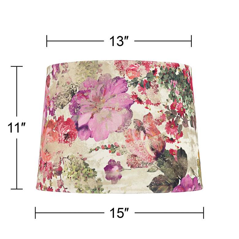 Image 7 Springcrest Lindy Cream Floral Velvet Drum Lamp Shade 13x15x11 (Spider) more views