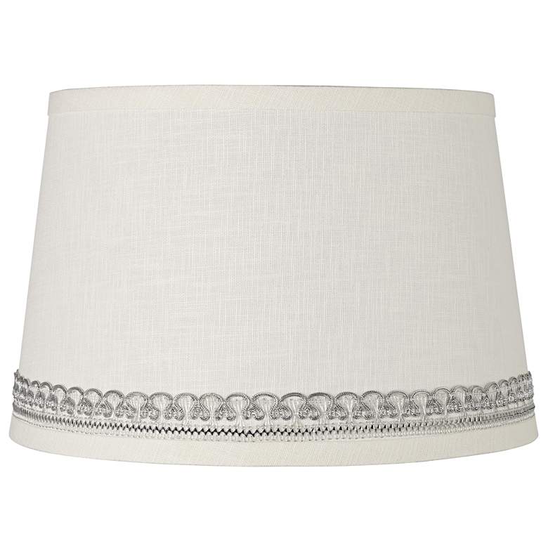 Image 1 Springcrest Linen Lamp Shade with Silver Looped Trim 10x12x8 (Spider)