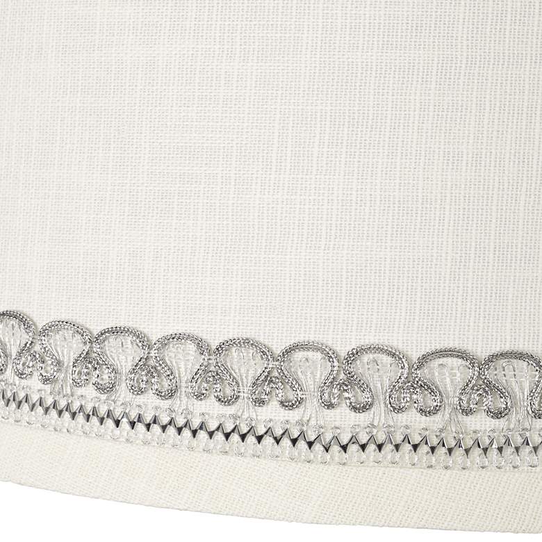 Image 2 Springcrest Linen Lamp Shade with Silver Looped Trim 10x12x8 (Spider) more views