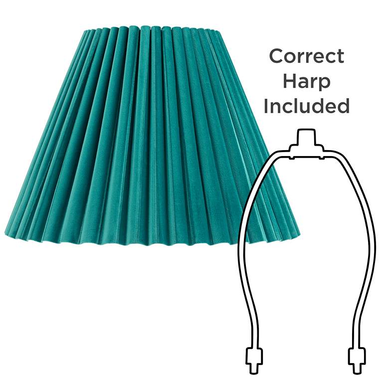 Image 6 Springcrest Lita Green Velvet Pleated Lamp Shade 7x15x10 (Spider) more views