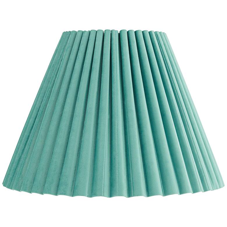 Image 1 Springcrest Lita Turquoise Blue Green Velvet Pleated Shade 7x15x10 (Spider)