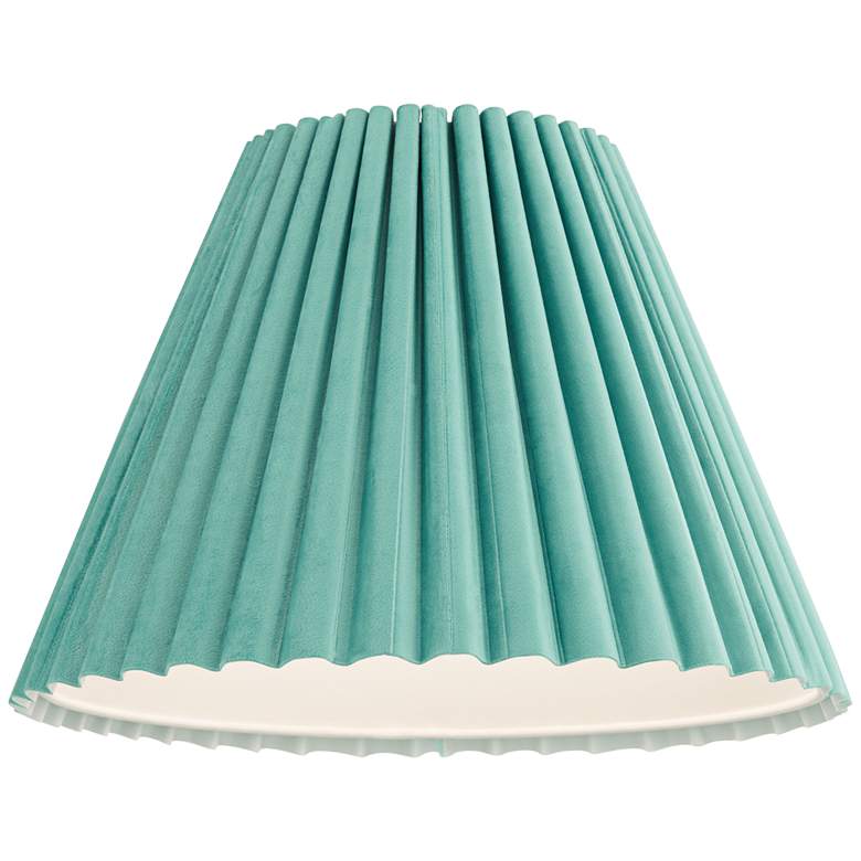 Image 3 Springcrest Lita Turquoise Blue Green Velvet Pleated Shade 7x15x10 (Spider) more views