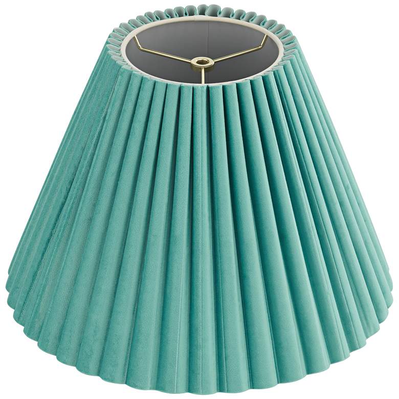 Image 4 Springcrest Lita Turquoise Blue Green Velvet Pleated Shade 7x15x10 (Spider) more views