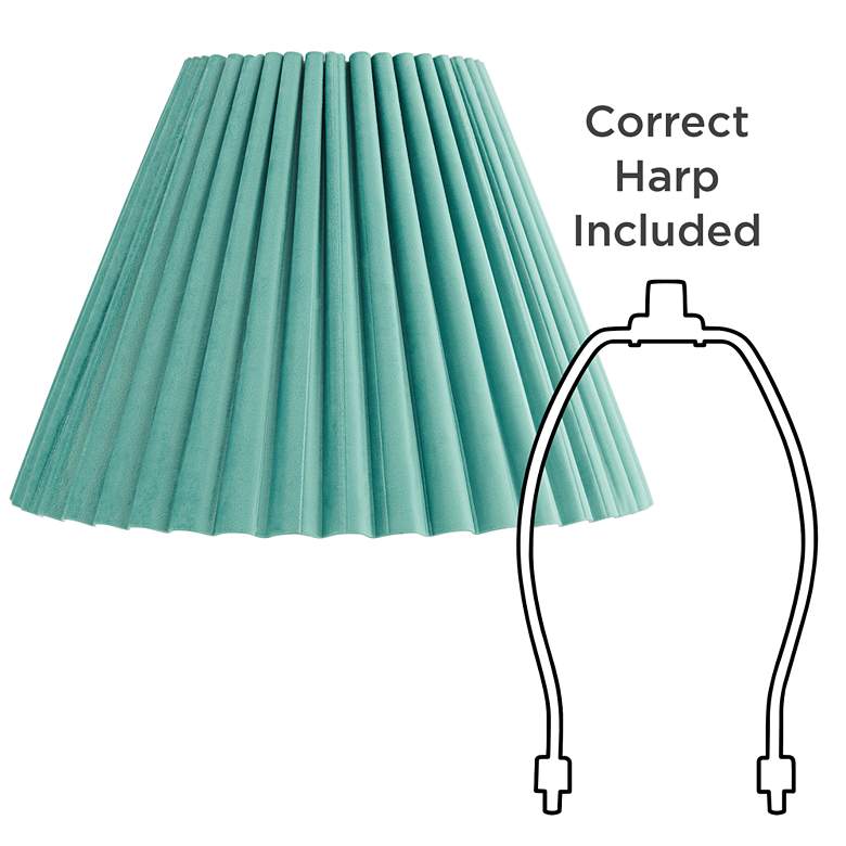 Image 6 Springcrest Lita Turquoise Blue Green Velvet Pleated Shade 7x15x10 (Spider) more views