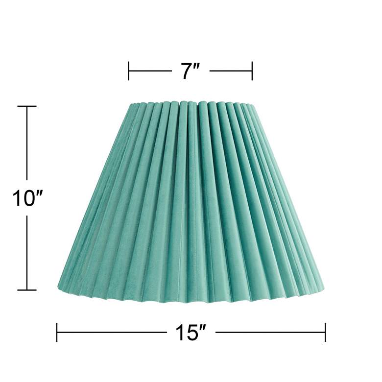 Image 7 Springcrest Lita Turquoise Blue Green Velvet Pleated Shade 7x15x10 (Spider) more views