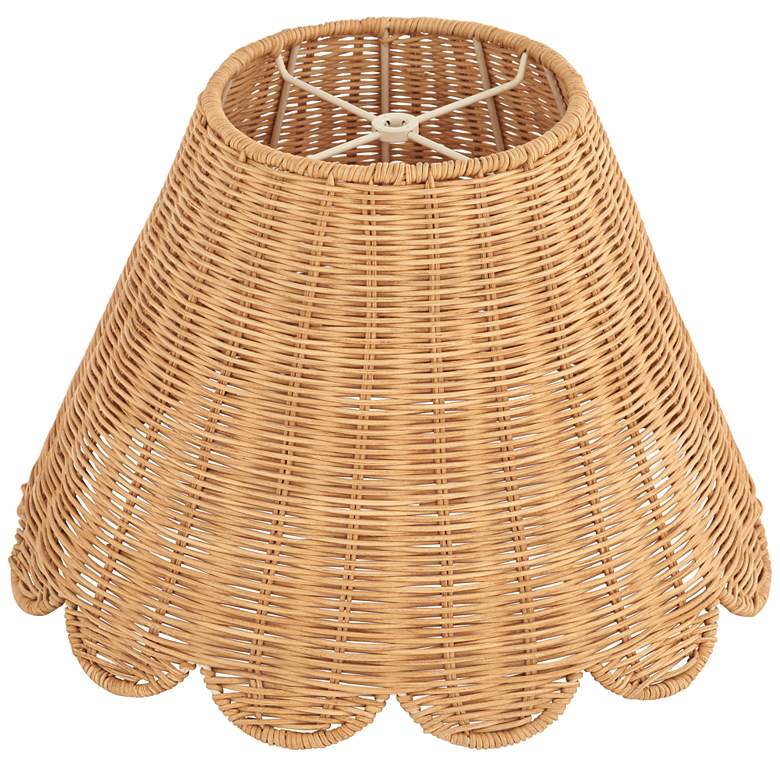 Image 4 Springcrest Mambo Natural Rattan Scalloped Shade 7x15x9.5 (Spider) more views