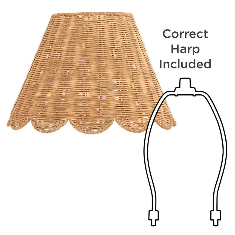 Image 6 Springcrest Mambo Natural Rattan Scalloped Shade 7x15x9.5 (Spider) more views