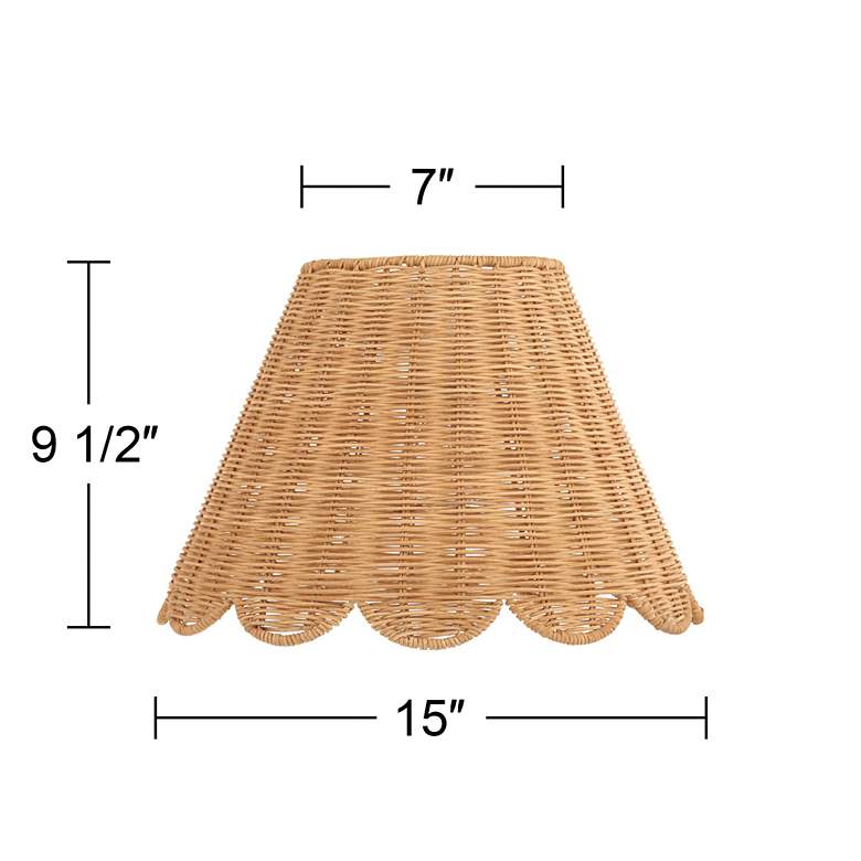 Image 7 Springcrest Mambo Natural Rattan Scalloped Shade 7x15x9.5 (Spider) more views