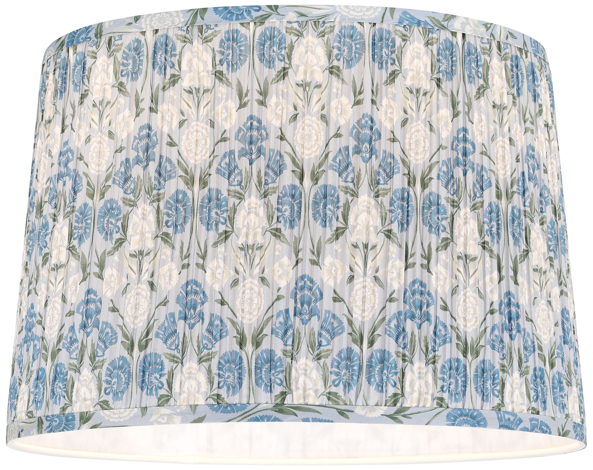 Image 3 Springcrest Mariam Cobalt/White Floral Pleated Drum Shade 14x16x11 (Spider) more views