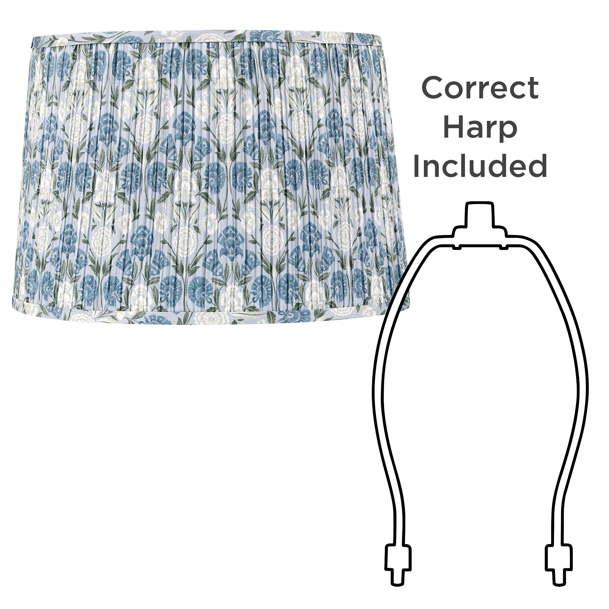 Image 6 Springcrest Mariam Cobalt/White Floral Pleated Drum Shade 14x16x11 (Spider) more views