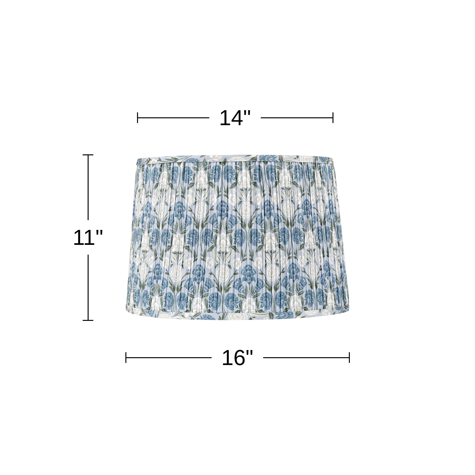 Image 7 Springcrest Mariam Cobalt/White Floral Pleated Drum Shade 14x16x11 (Spider) more views