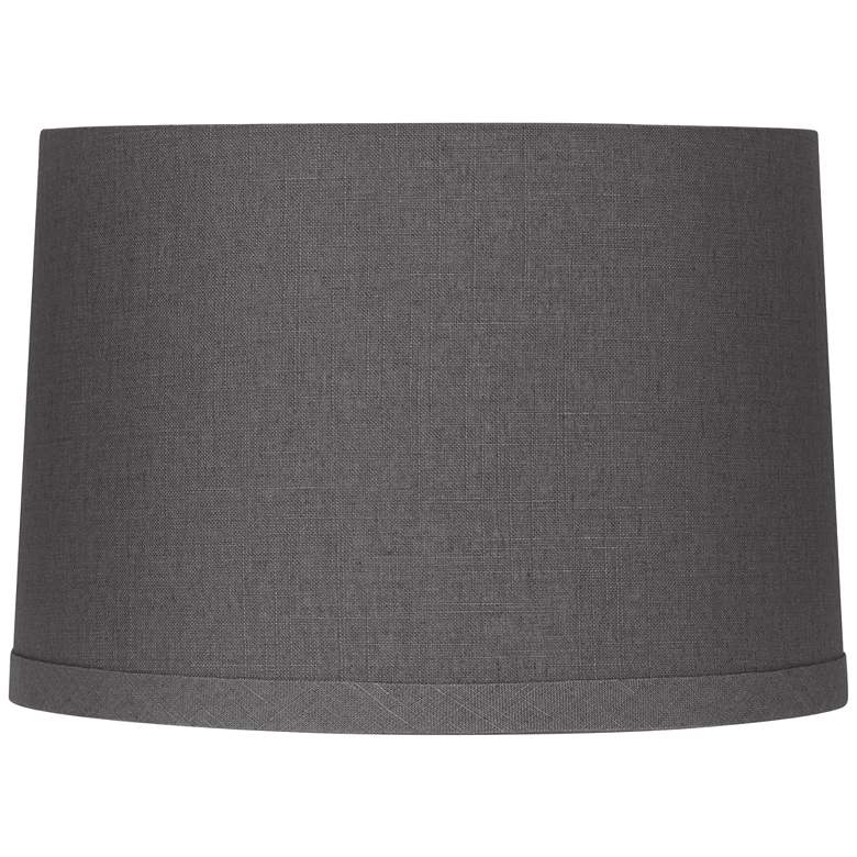 Image 1 Springcrest Marlee Charcoal Gray Linen Drum Lamp Shade 15X16X11 (Spider)