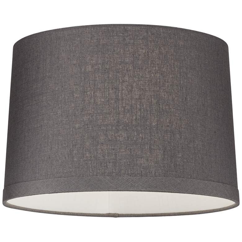 Image 3 Springcrest Marlee Charcoal Gray Linen Drum Lamp Shade 15X16X11 (Spider) more views