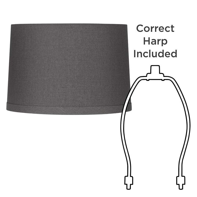 Image 6 Springcrest Marlee Charcoal Gray Linen Drum Lamp Shade 15X16X11 (Spider) more views