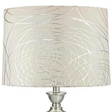 Springcrest Marlee Off-White Silver Circles Drum Shade 15x16x11 (Spider)